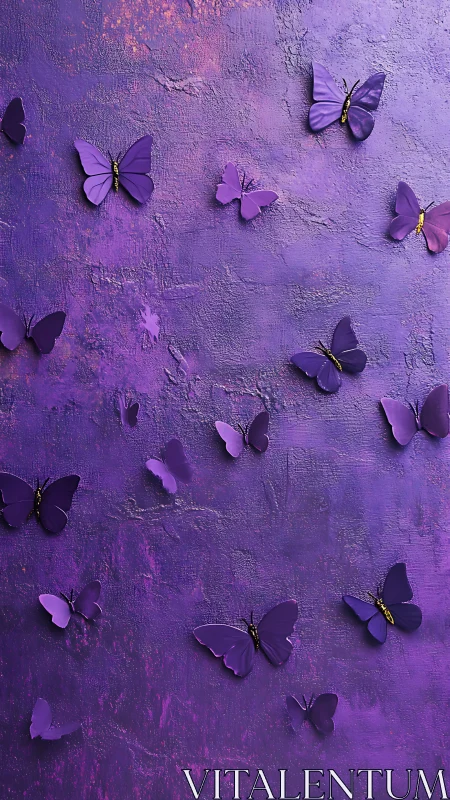 Purple paper butterflies drifting across textured night.