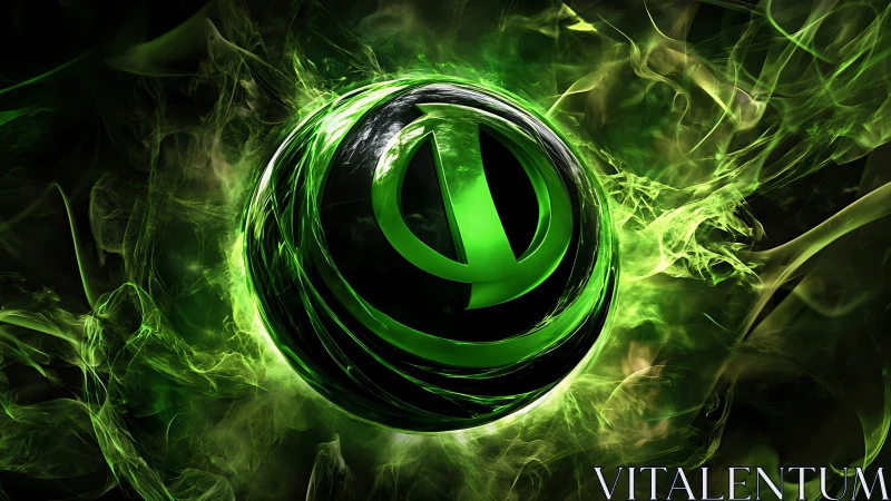 Neon green energy orb glows within swirling smoke field.