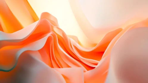 Sunlit flowing folds drift in soft orange abstraction.