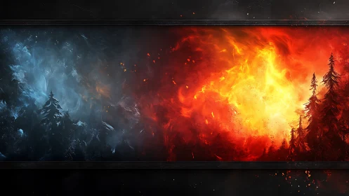 Cosmic Clash: Ice and Inferno Battle Across Starlit Realms.