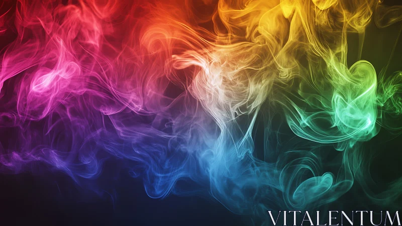 Chromatic vapor plumes in layered digital gradient field.