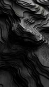 Layered dark contours form flowing stratified surface