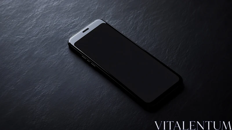 Smartphone Device on Dark Textured Surface.
