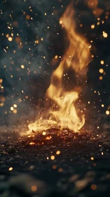 Combustion's Dance: Golden Flames Spiral Through Darkness