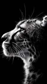 Feline Profile Study: High-Contrast Portrait with Detailed Whisker Definition.