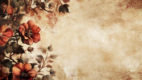 Vintage floral border frames textured beige background