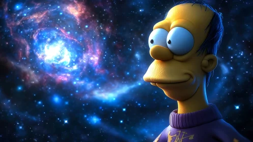 3D cosmic character portrait with luminous nebular backdrop.