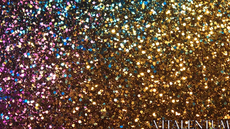 Multicolored metallic glitter fills the frame in tight focus