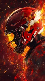 Gridiron warrior profile in blazing infernal reds.