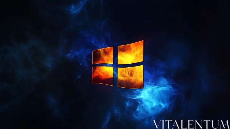 Windows Logo Fire and Ice Design. Digital Art