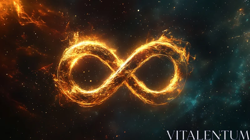 Fiery infinity loop in deep space, luminous energy construct.
