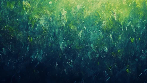 Abstract green grass field in impressionist painting style.