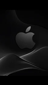 Apple Logo rendered in 3D space with elegant abstract wave dynamics.