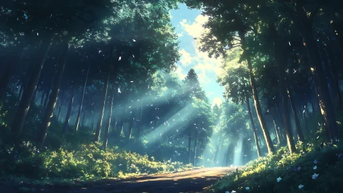 Luminous Cathedral of Ancient Pines and Heavenly Light.