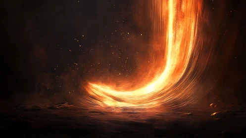 Golden Vortex Energy Portal Against Dark Space.