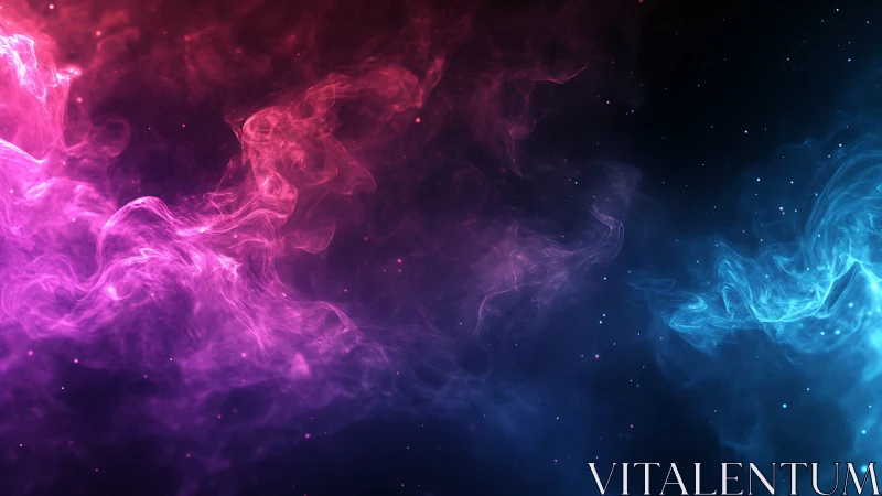 Cosmic clouds drift in soft pink, purple, and blue glow