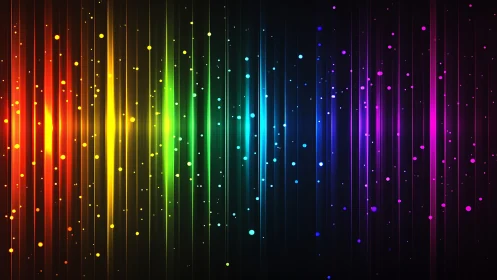 Vertical multicolor light spectrum with particle accents.
