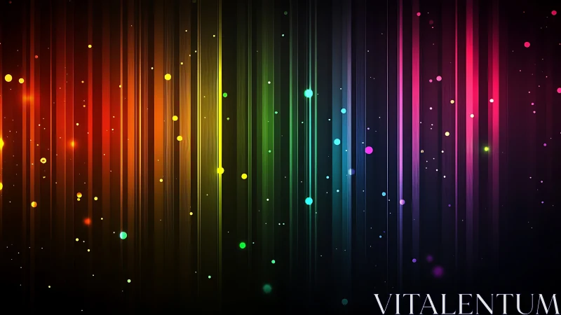 Vertical neon spectrum lines form a dynamic abstract light field