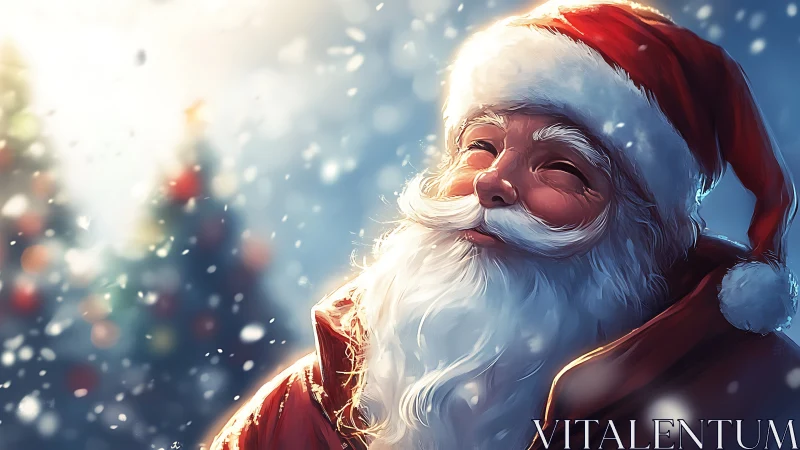 Santa Claus figure is rendered in close-up winter scene