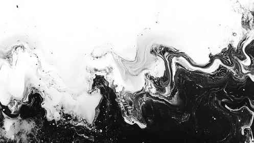 Monochrome fluid dynamics in high contrast abstract ink flow