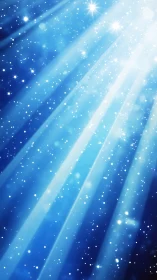Radiant blue light shafts with starfield particle overlay design.