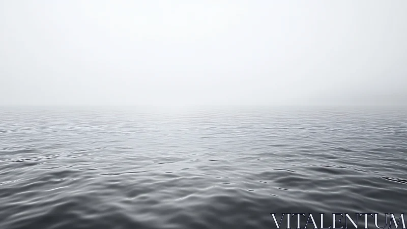 Minimalist seascape with low-contrast horizon in dense fog bank
