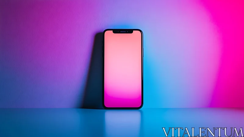 Modern Smartphone Glowing Against Vibrant Gradient Background.