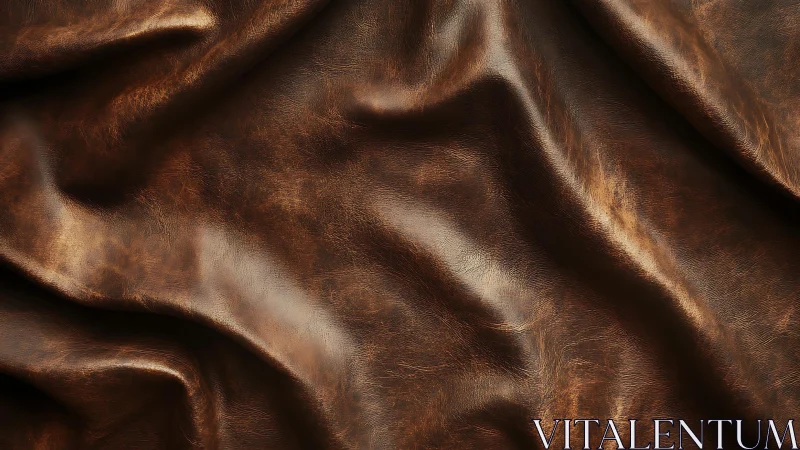 Rich Brown Distressed Leather Texture in Draped Fabric Style.