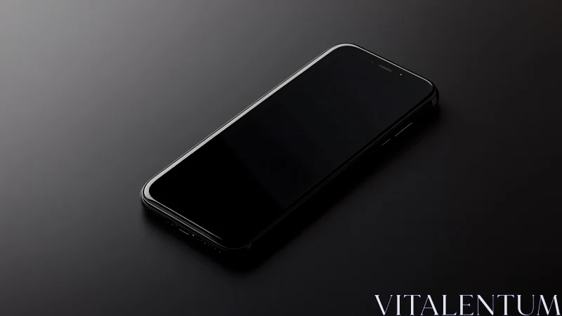 Black Smartphone on Dark Gray Background.