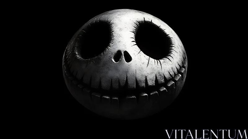 Grinning stylized skull face rendered on black background.