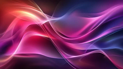 Iridescent magenta light waves in fluid digital motion design.