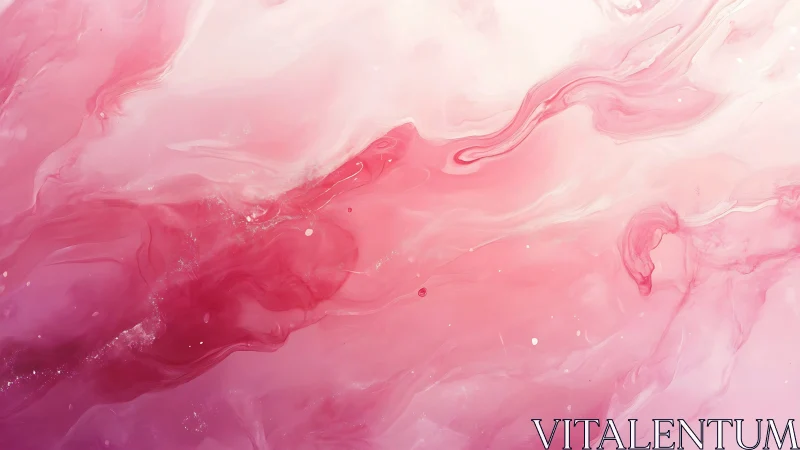 Digital painting of fluid pink marbling with luminous gradients.
