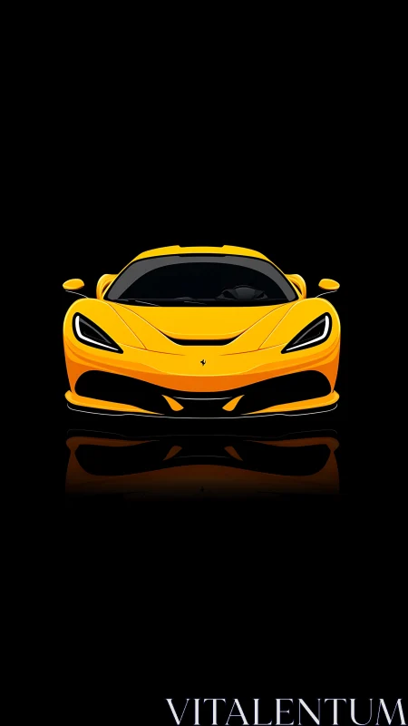 Golden sports car glows confidently against deep black space