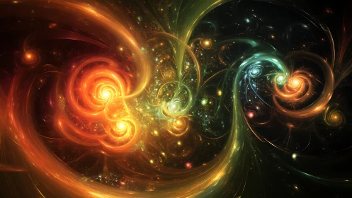 Fractal energy vortices form luminous multicolored plasma swirls