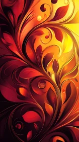 Fiery abstract foliage swirl in red and golden gradient.