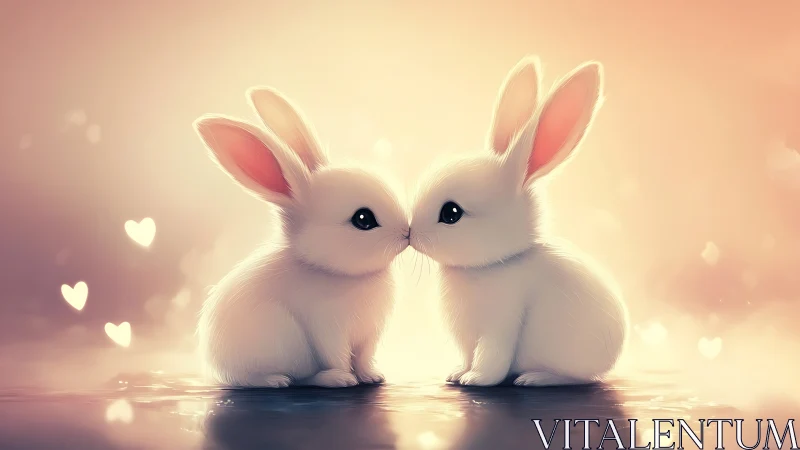 Sweet bunny nose kiss in a dreamy pastel glow.