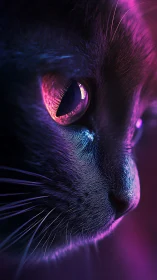 Neon Cat Eye Close-Up with Vibrant Glow.
