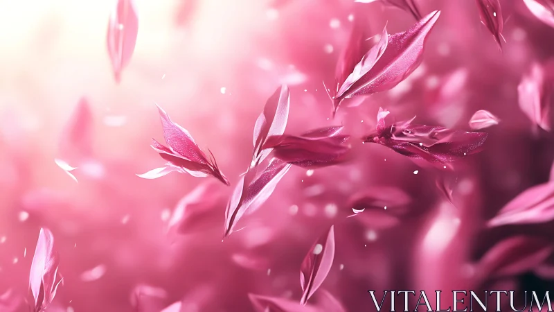 Pink abstract petals in soft focus digital background.