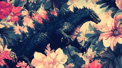 Floral-encapsulated kaiju rendered with high-detail digital anatomy.