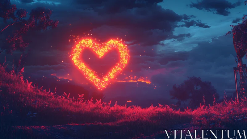 Blazing Heart Ignites the Twilight Landscape