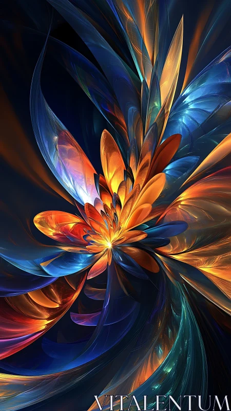 Radiant fractal bloom in swirling iridescent ribbons.