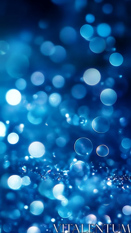 Blue bokeh bubbles drifting in a dreamy underwater night.