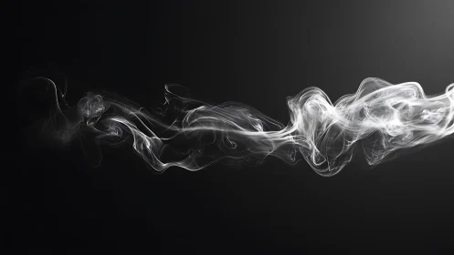 Abstract white smoke wave on dark minimalist background.