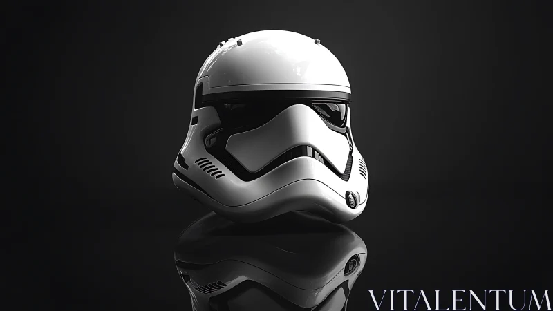 Sleek white sci fi helmet rests boldly against dark void