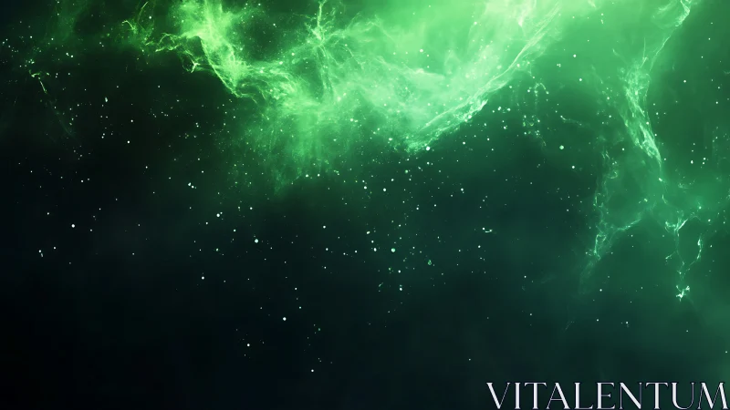 Emerald nebula drifts like luminous smoke across deep void