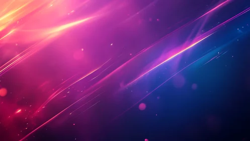 Diagonal neon light streaks traverse a pink to blue gradient