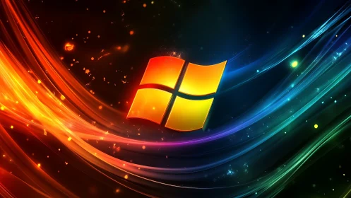 Neon streams ignite a glowing window in cosmic darkness.