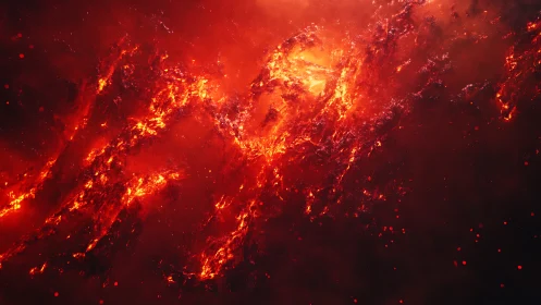 Inferno Flows: Molten Eruptions Painting the Void.