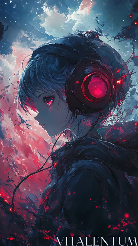 Neon storm kid listens as the sky shatters into rhythm