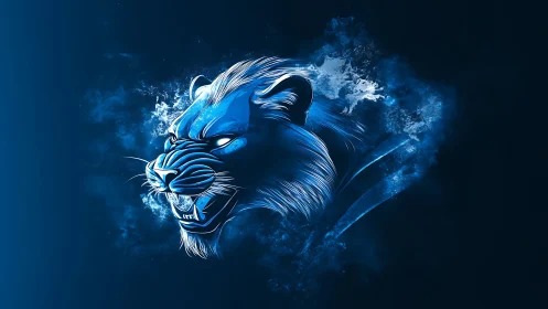 Electric Blue Tiger Portrait: Dynamic Neon Energy Sculpture.